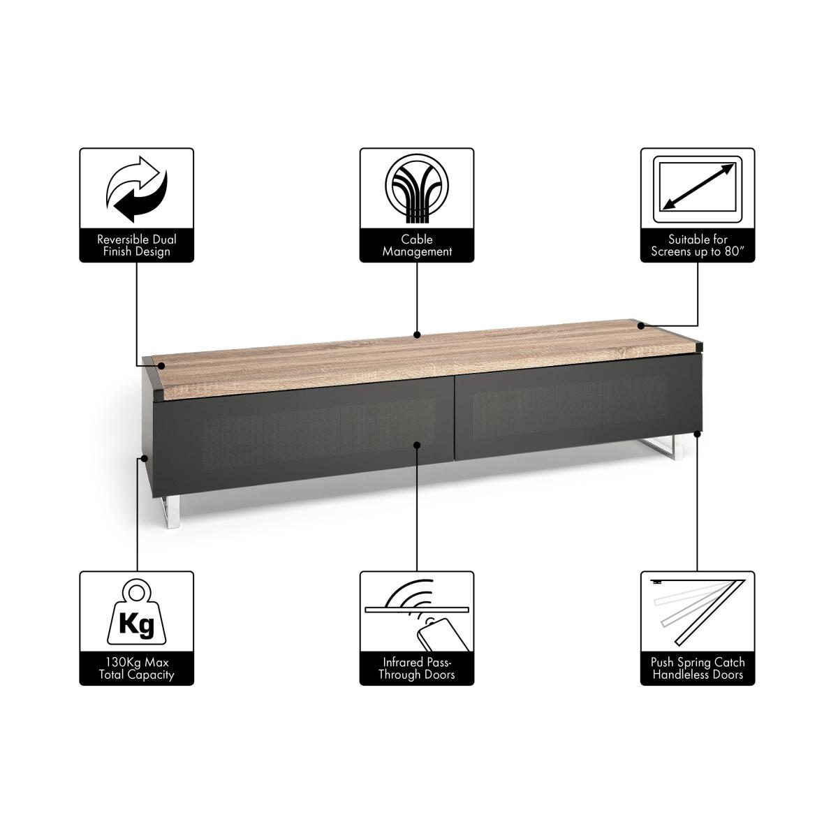 Panorama Reversible Top Wide TV Stand, 160cm Grey – image 7