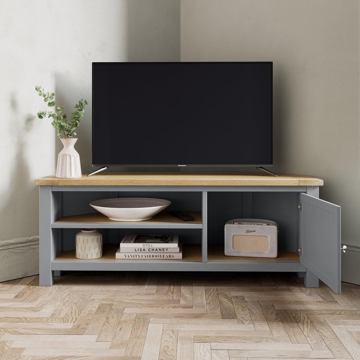 Olney Corner TV Unit Stone Grey – image 2