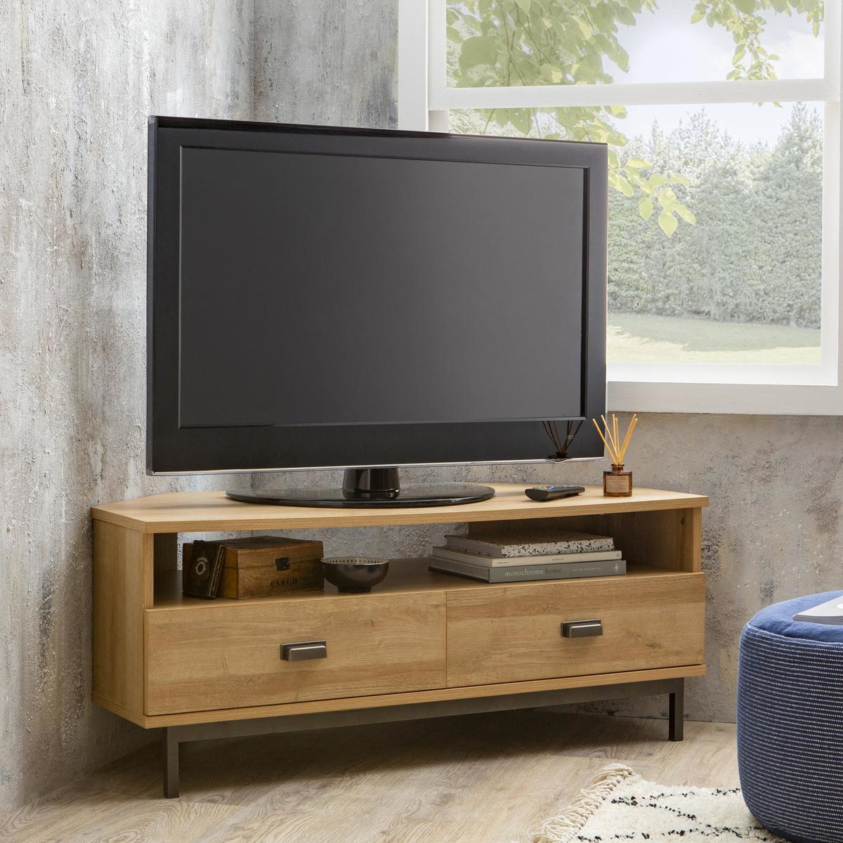 Fulton Oak Effect Corner TV Stand Light Oak – image 3
