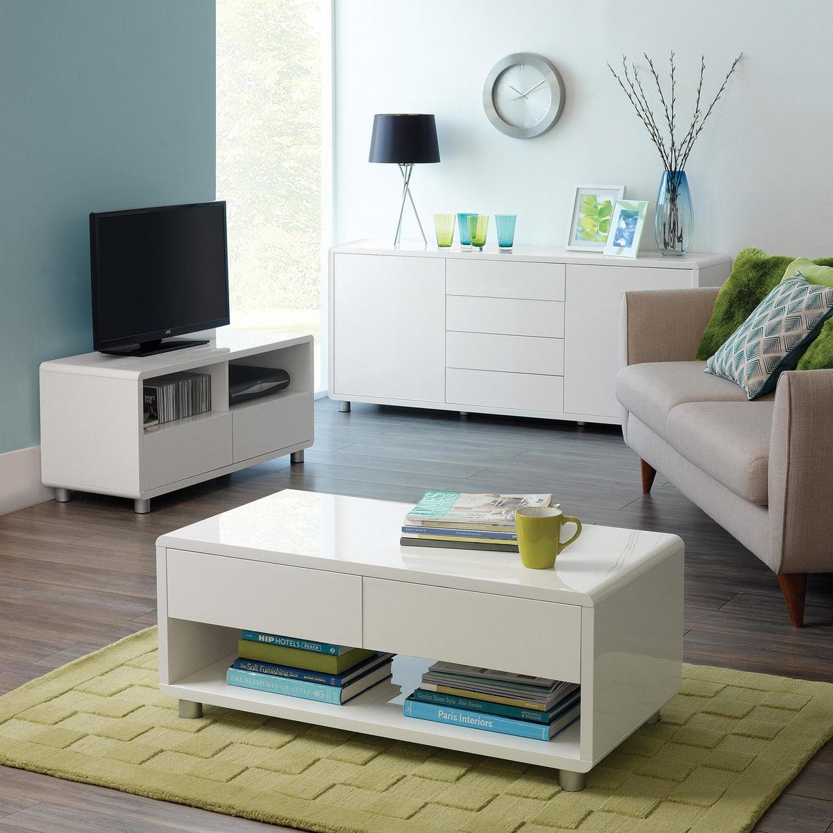 Soho White Gloss TV Stand White – image 6