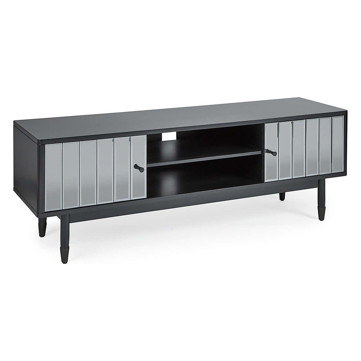 Loren Mirrored Wide TV Unit Black – image 2