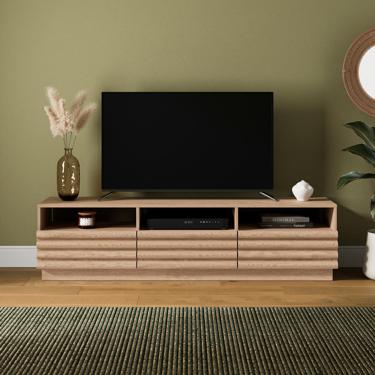 Dax Wide TV Stand for TVs up to 60" Distressed Oak – image 2