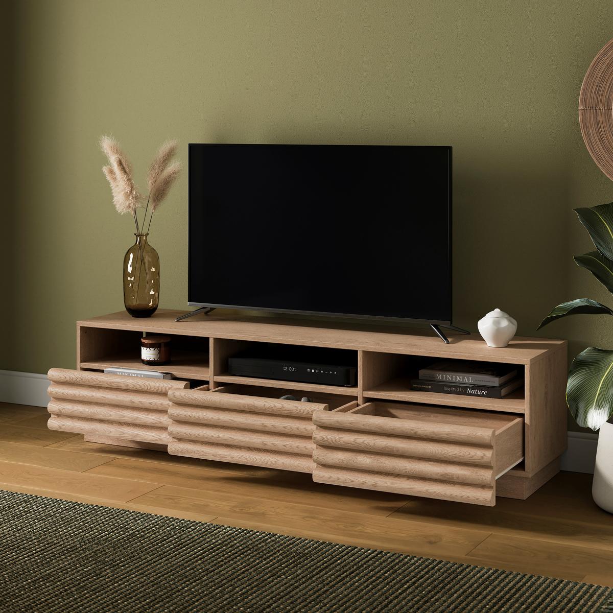Dax Wide TV Stand for TVs up to 60" Distressed Oak – image 3