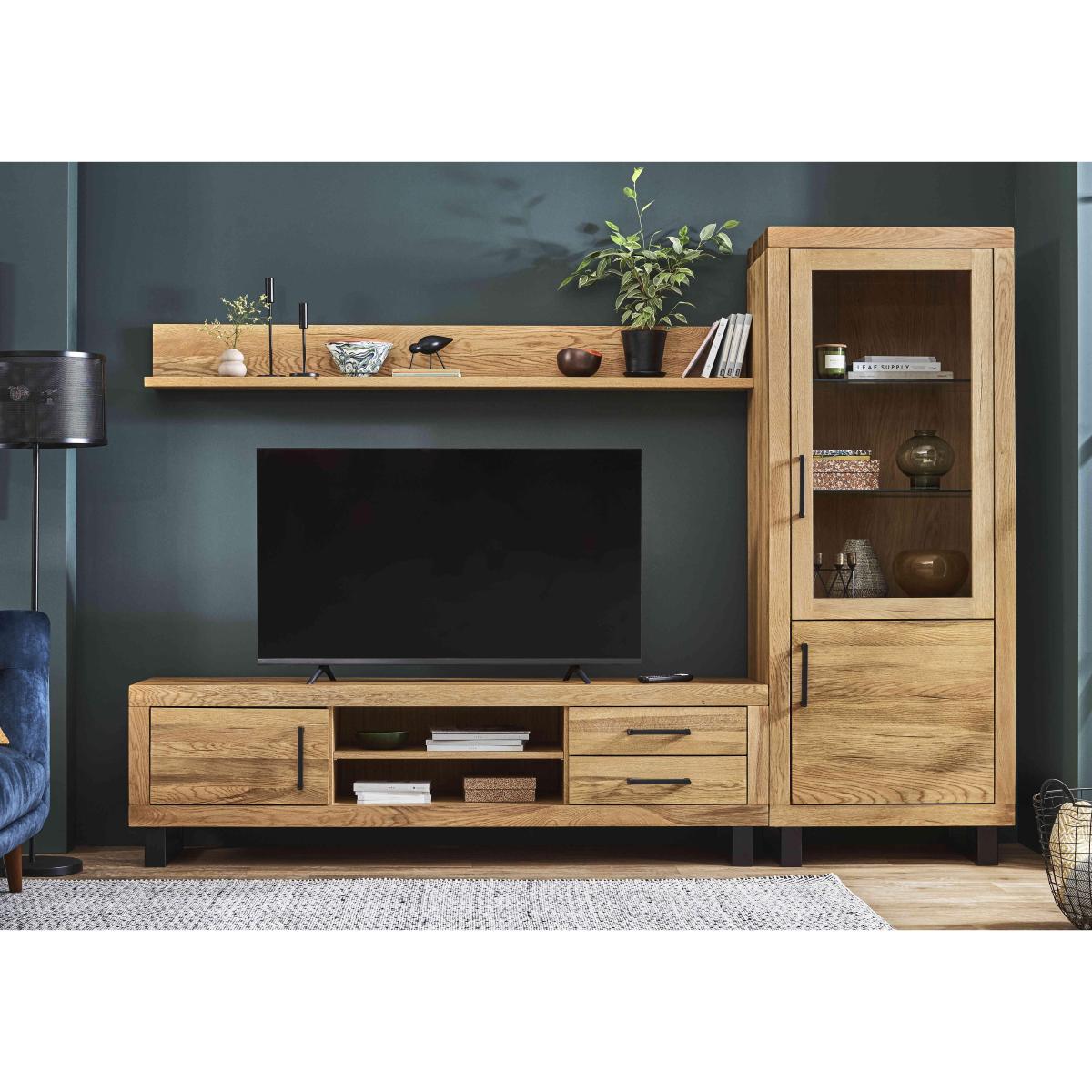 Bodahl - Terra Large Media Set with Large TV Unit, Small Display Cabinet and 180cm Wall Shelf - Brown – image 2
