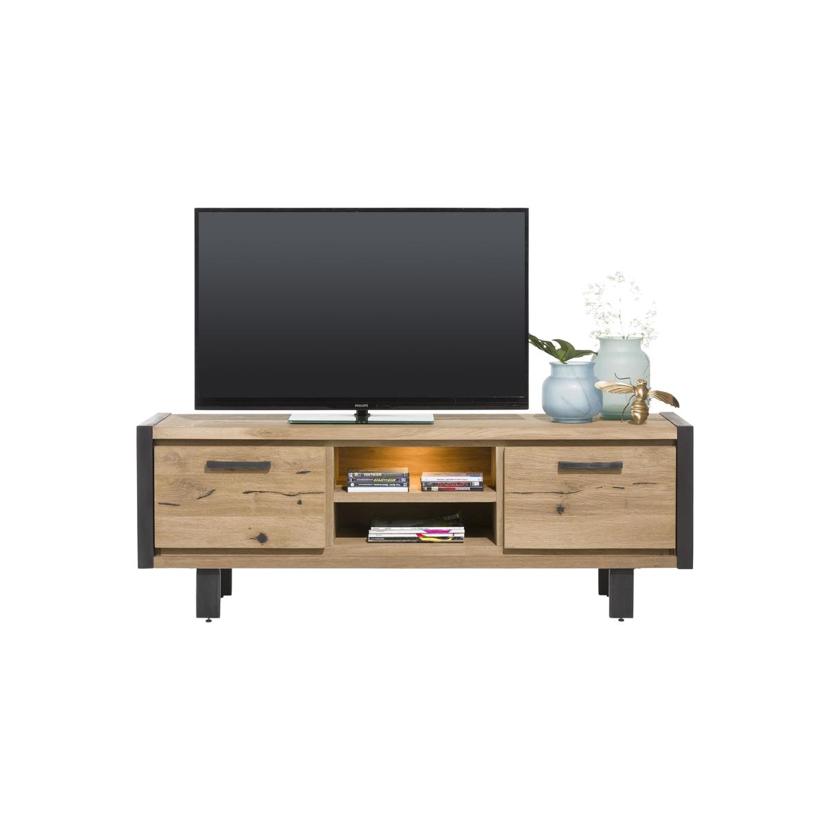 Habufa - Detroit 2 Cupboard 2 Shelf Low Sideboard - Grey