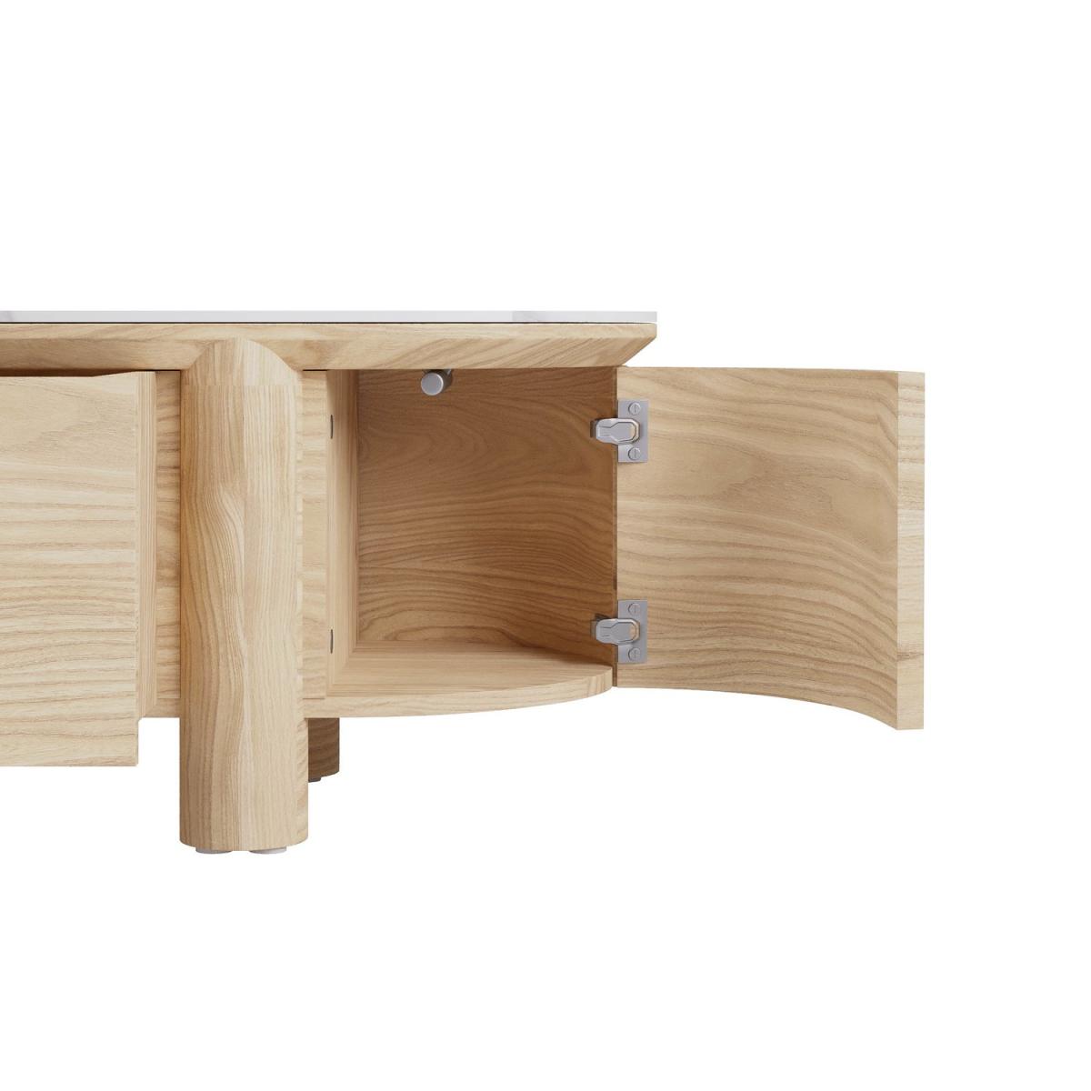 Large Oak & Marble Top TV Stand - TV's up to 85 - Gianna – image 6