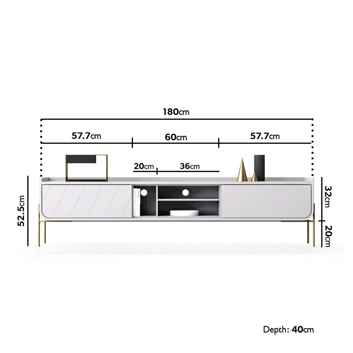 White and Gold Curved TV Unit - TVs up to 70 inches - Olis – image 2