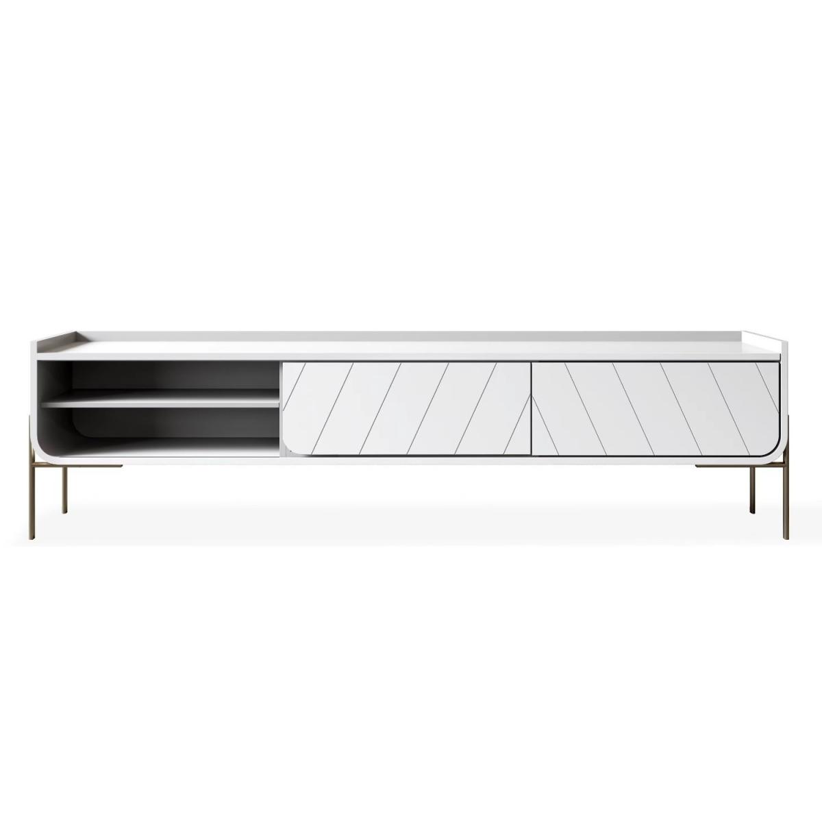 White and Gold Curved TV Unit - TVs up to 70 inches - Olis – image 3