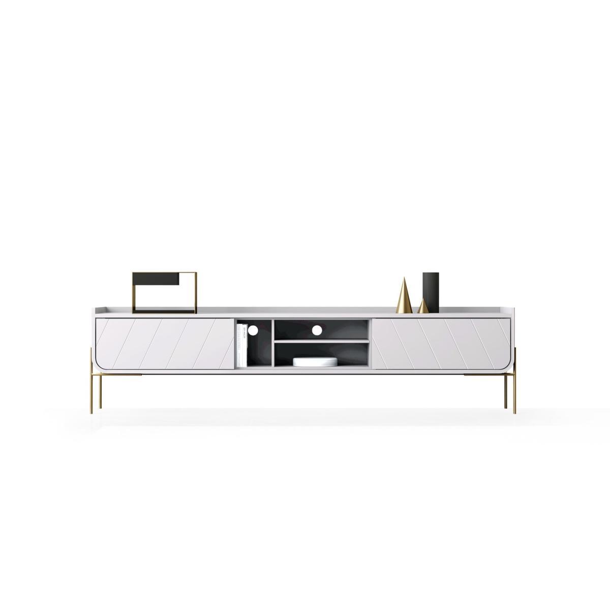 White and Gold Curved TV Unit - TVs up to 70 inches - Olis – image 7