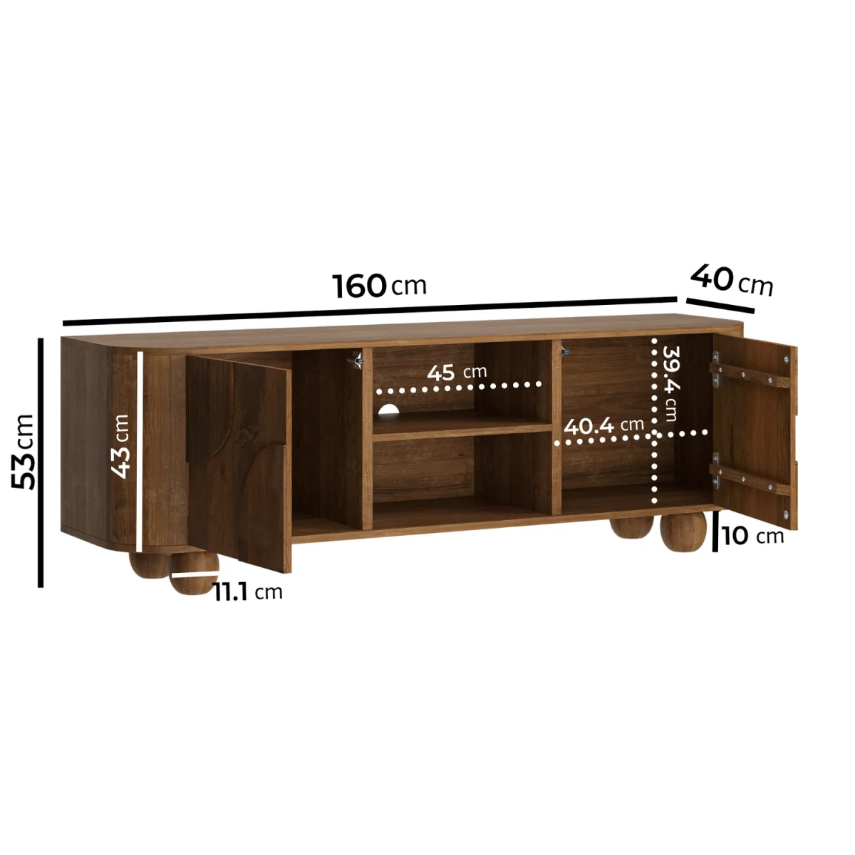 Large Mango Wood TV Stand with Storage - TV's up to 70 - Ivan – image 4