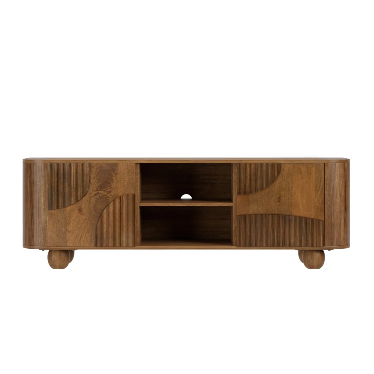 Large Mango Wood TV Stand with Storage - TV's up to 70 - Ivan – image 5