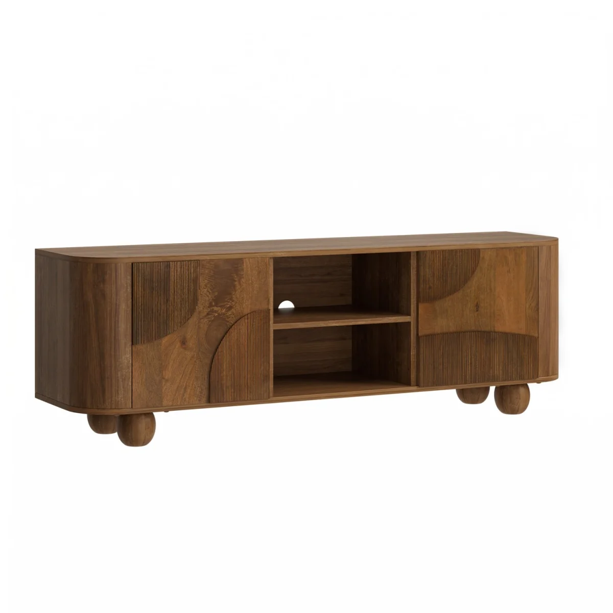 Large Mango Wood TV Stand with Storage - TV's up to 70 - Ivan – image 7