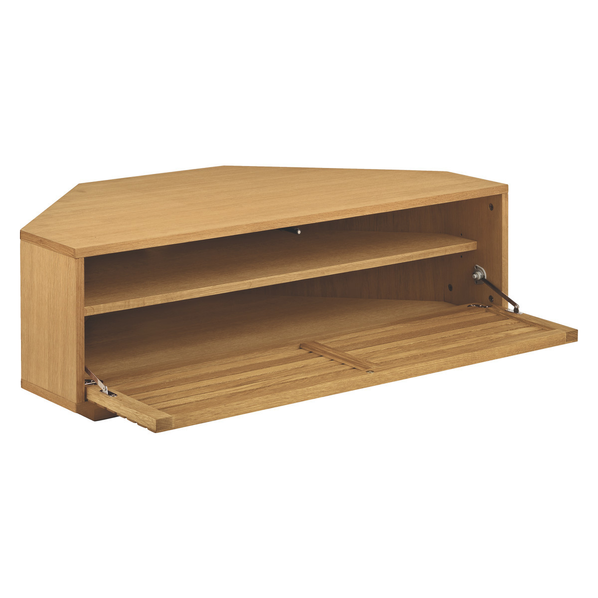 Max Oiled Oak Corner Tv Stand With Slatted Front, Oak – image 5