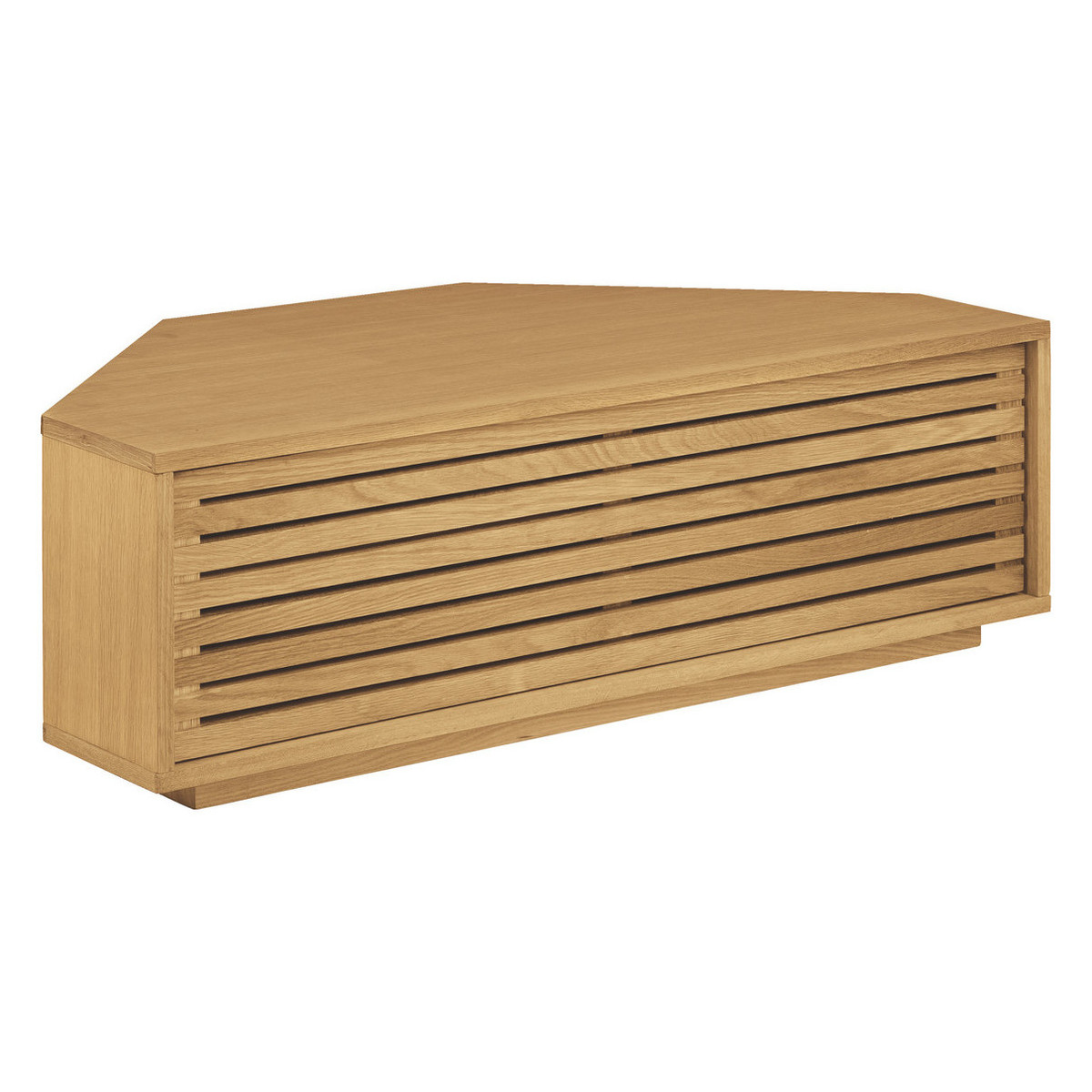 Max Oiled Oak Corner Tv Stand With Slatted Front, Oak – image 2