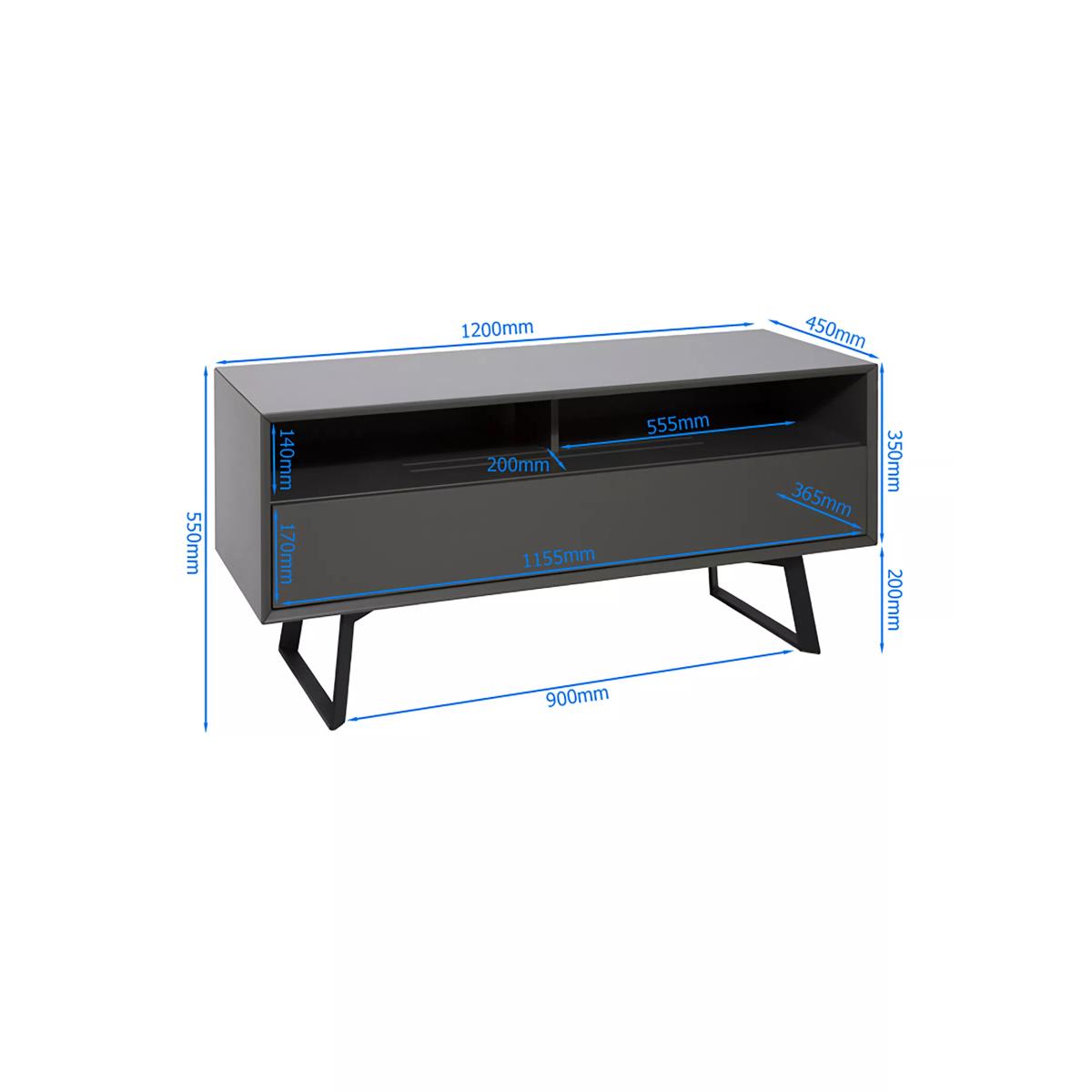 Alphason Carbon 1200mm TV Stand for TVs up to 55”, Grey – image 3