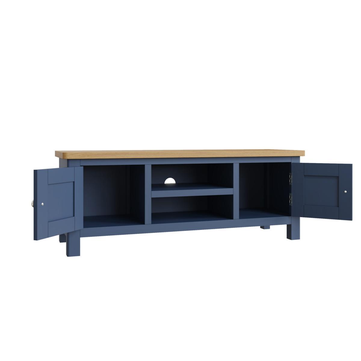 Ruskin 120cm Oak 2 Door TV Unit - Blue – image 2