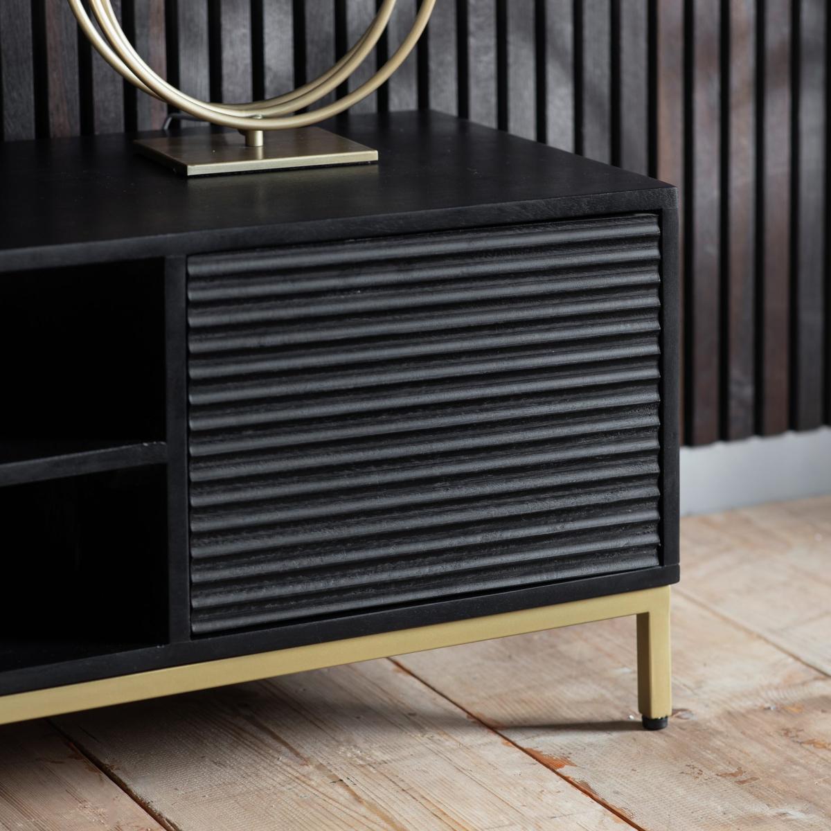 Whittle Mango Wood Media Unit - Black – image 2