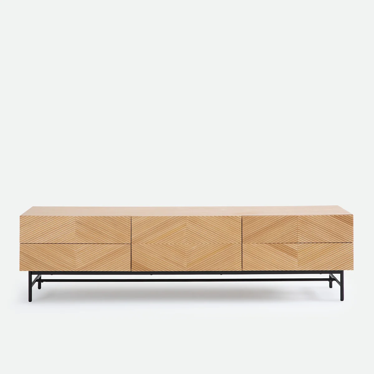 Jerem Veneered TV Stand with Embossed Front, Width 180cm – image 2