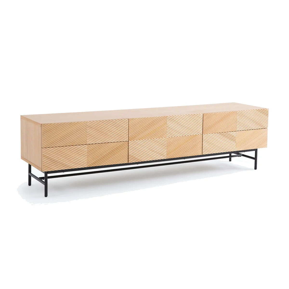 Jerem Veneered TV Stand with Embossed Front, Width 180cm – image 1