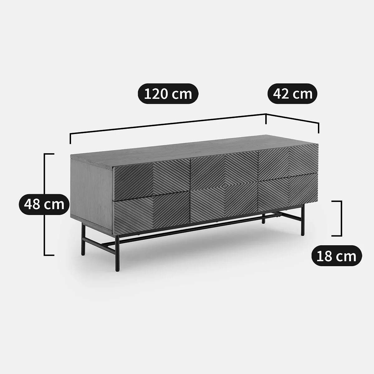 Jerem Veneer Textured Front TV Unit, Width 120cm – image 9