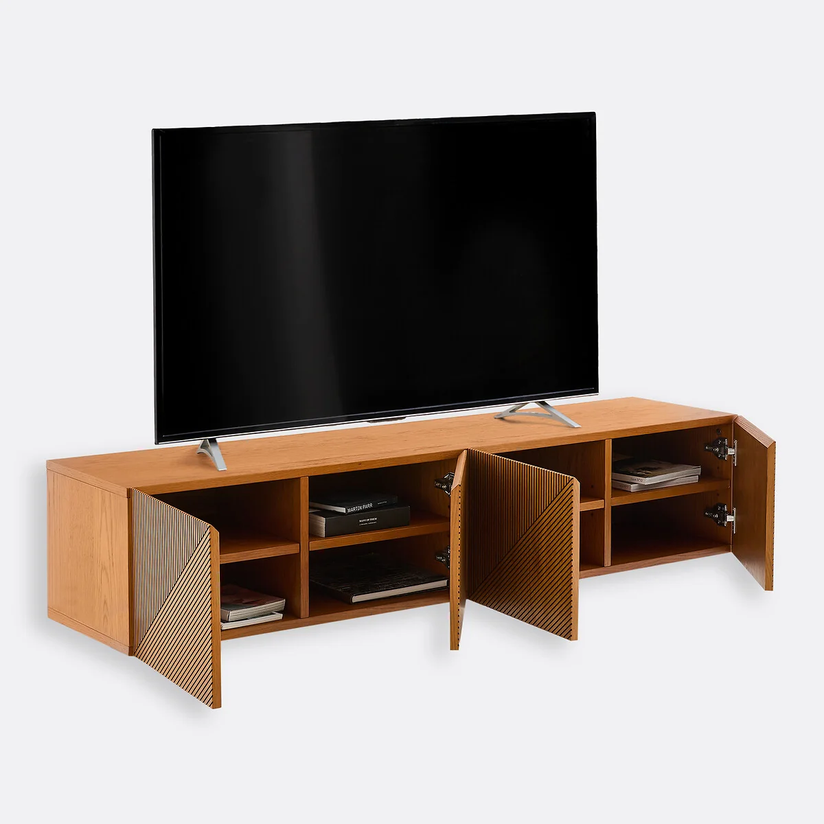 Lodge Oak Veneer Vintage Wall-Hung TV Stand – image 5
