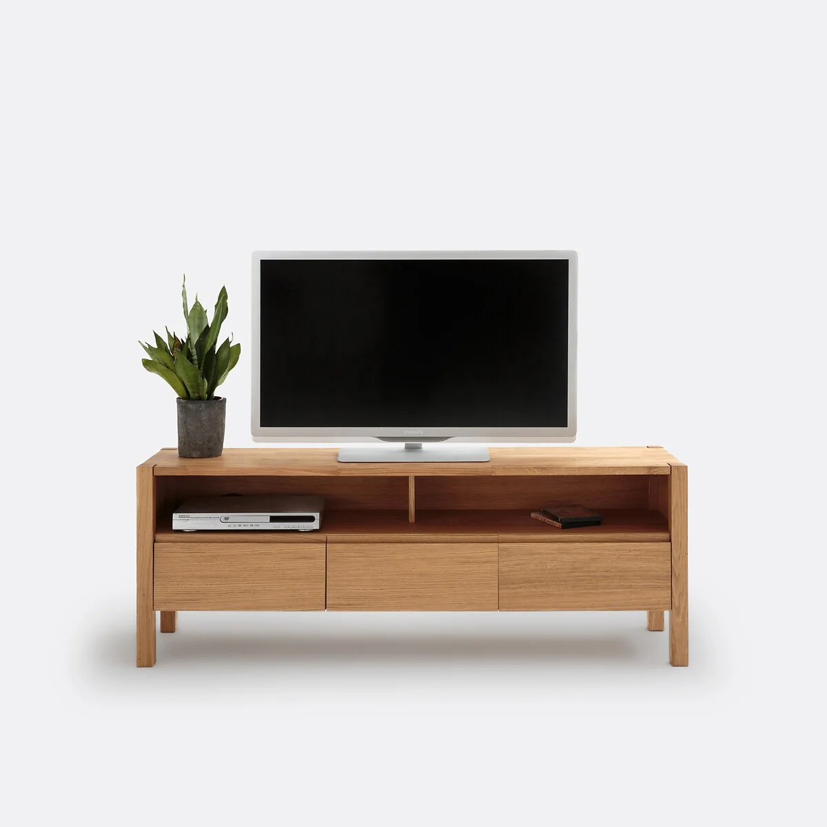 Adelita TV Bench in Oak and Oak Veneer 160cm – image 3
