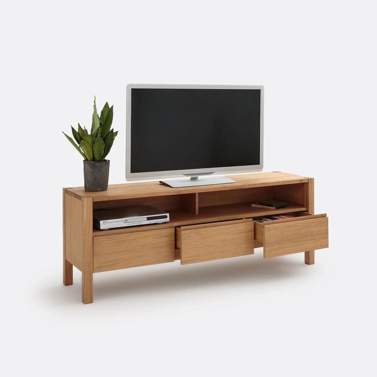 Adelita TV Bench in Oak and Oak Veneer 160cm – image 4