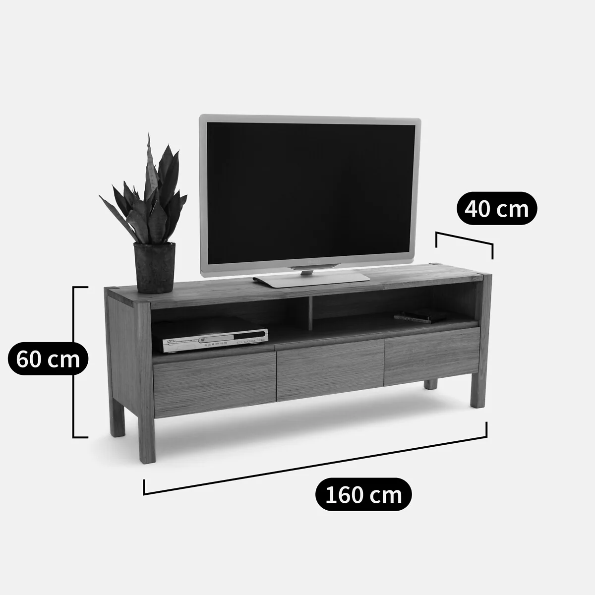 Adelita TV Bench in Oak and Oak Veneer 160cm – image 6