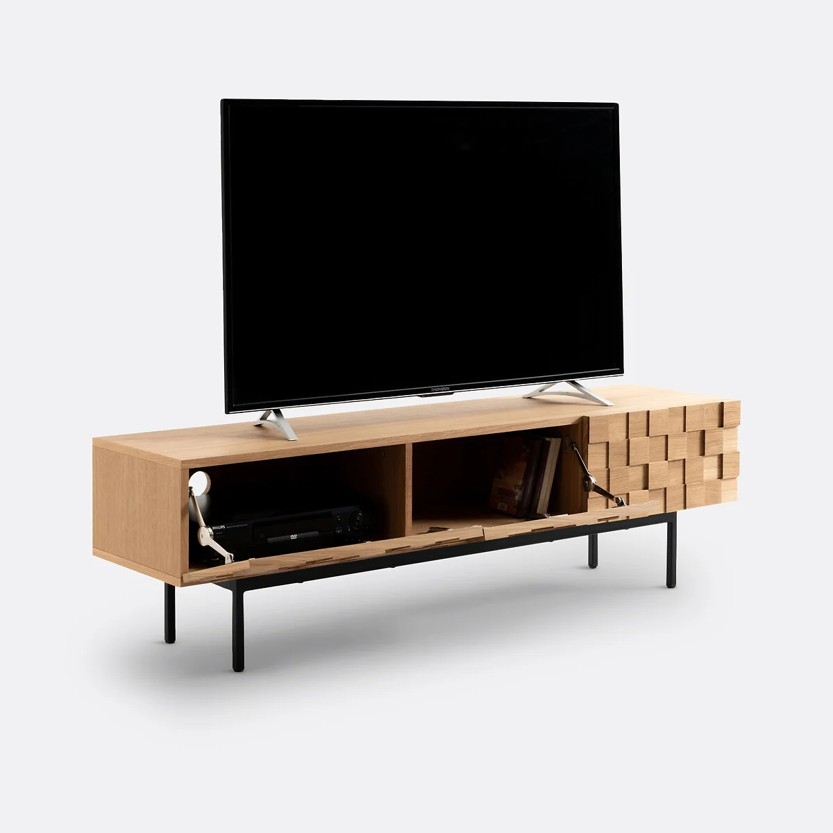Madria 3-Door Oak Veneered TV Cabinet – image 5