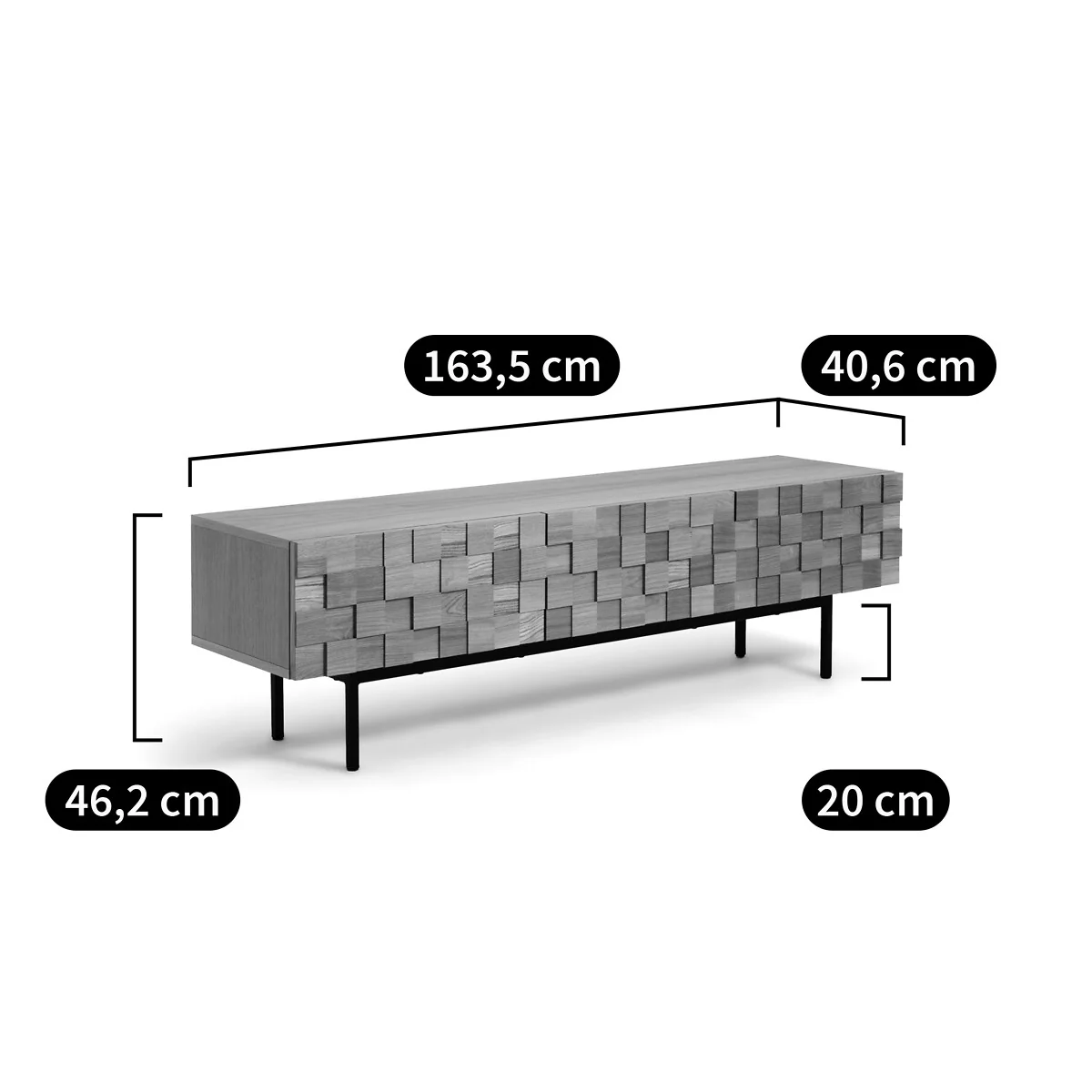 Madria 3-Door Oak Veneered TV Cabinet – image 8