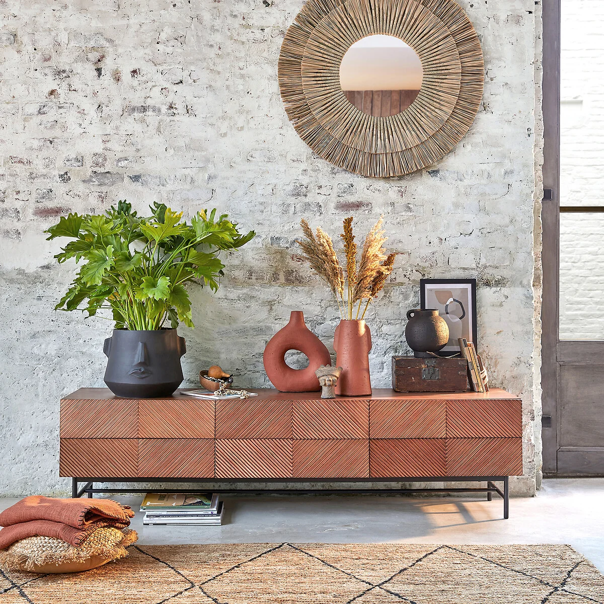 Jerem 180cm Textured Front Walnut Stained TV Unit – image 2