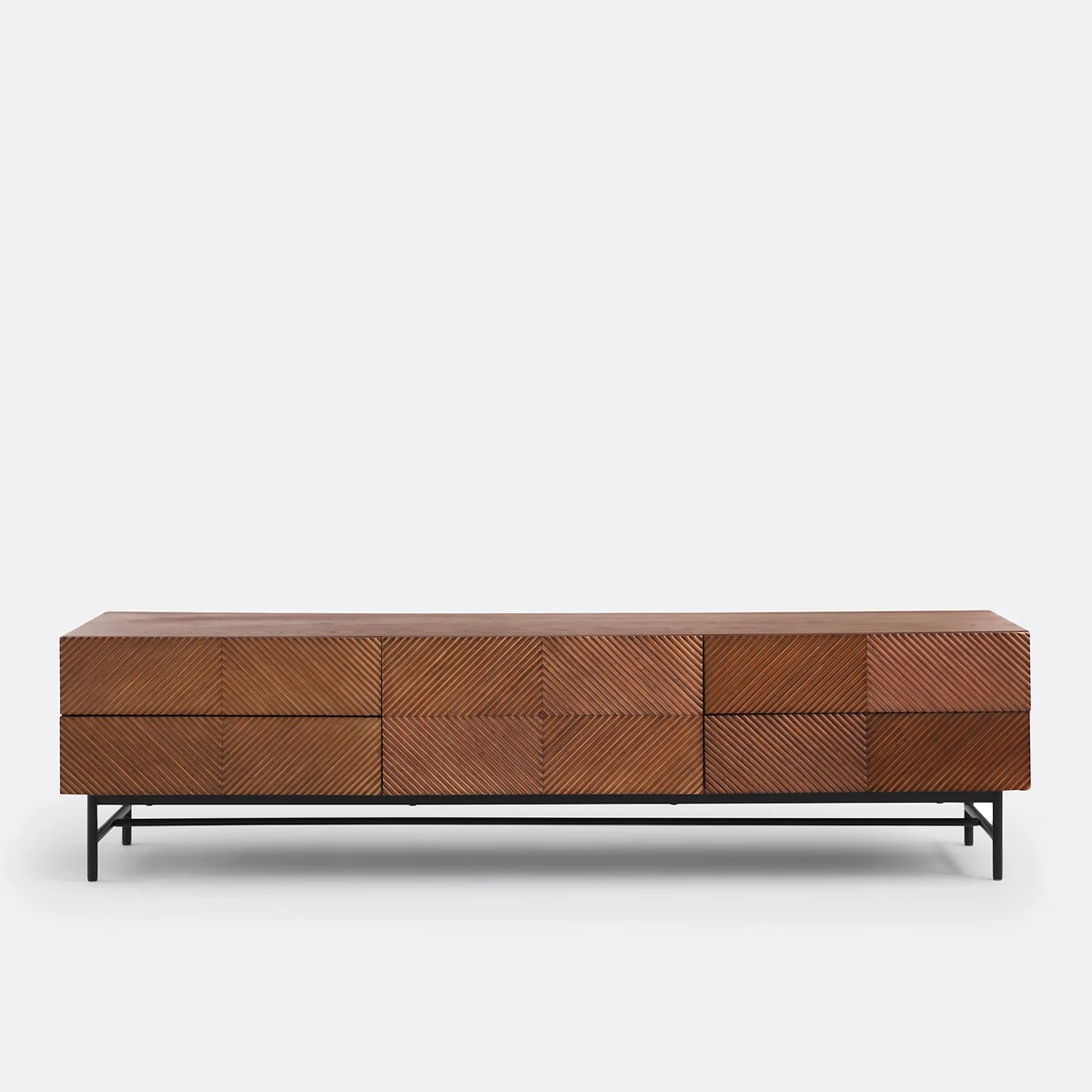 Jerem 180cm Textured Front Walnut Stained TV Unit – image 3