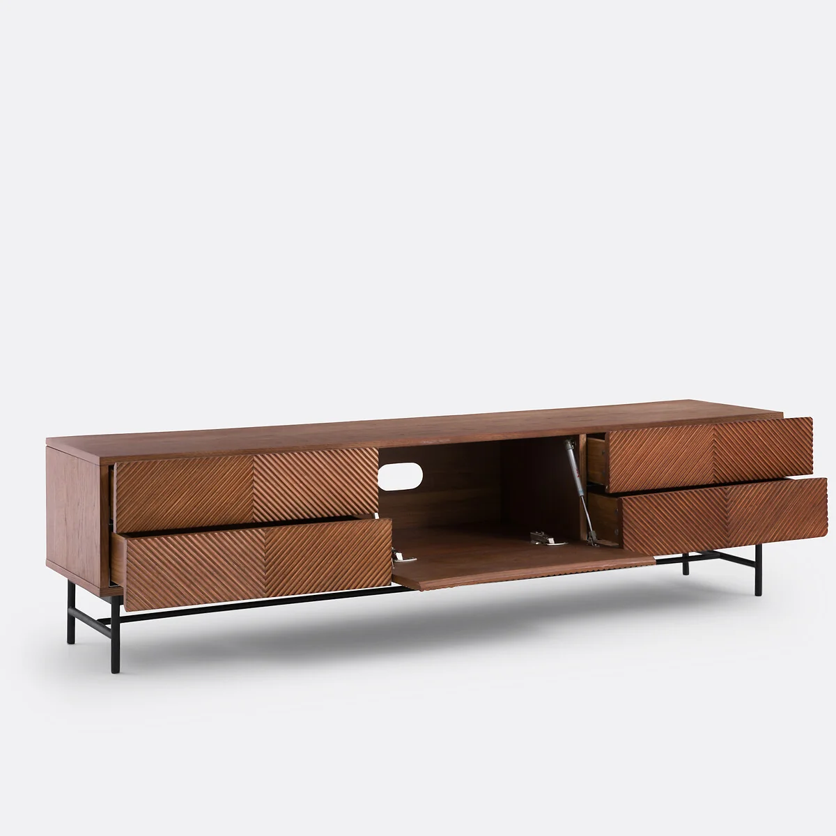 Jerem 180cm Textured Front Walnut Stained TV Unit – image 4