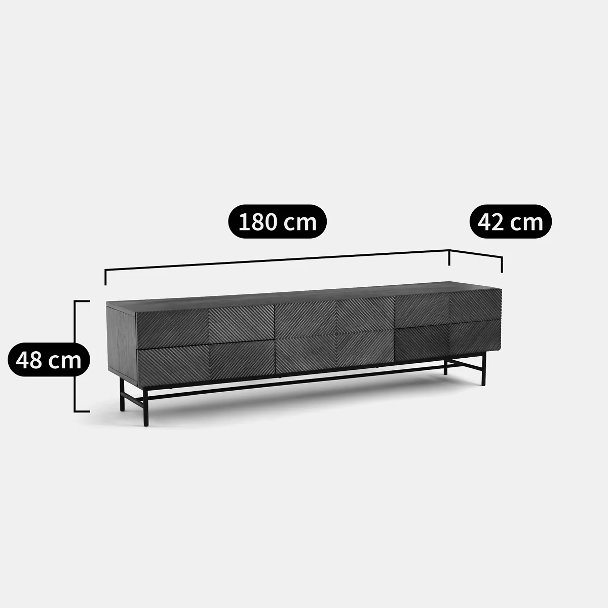 Jerem 180cm Textured Front Walnut Stained TV Unit – image 7