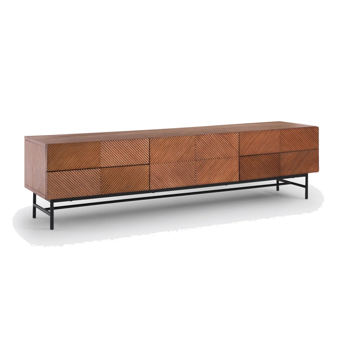 Jerem 180cm Textured Front Walnut Stained TV Unit – image 1