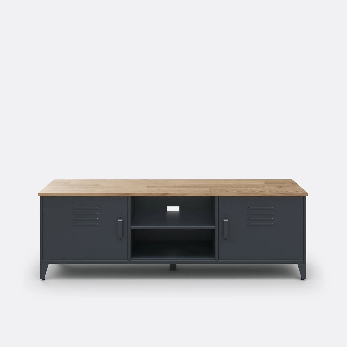 Hiba TV Unit in Steel and Solid Oak – image 3