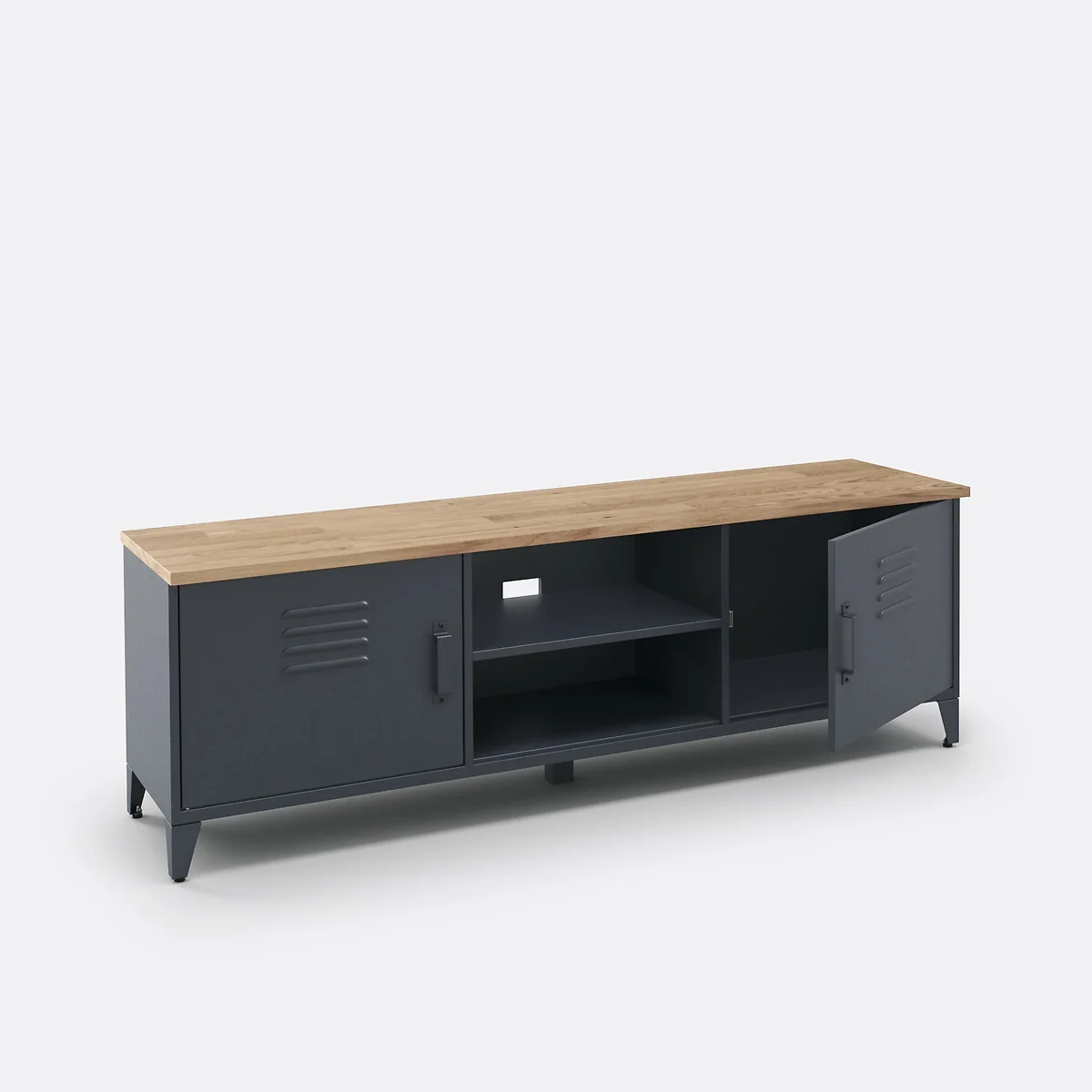 Hiba TV Unit in Steel and Solid Oak – image 4