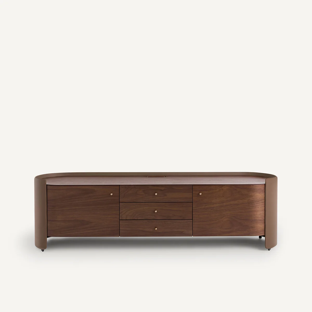 Firmo Hi-Fi TV Stand in Walnut and Leather Veneer – image 3
