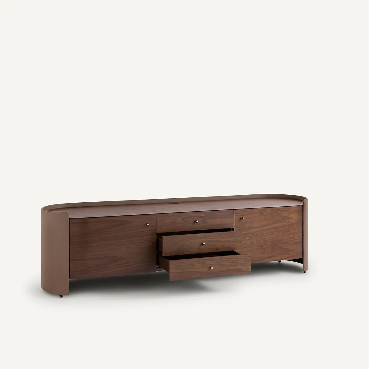 Firmo Hi-Fi TV Stand in Walnut and Leather Veneer – image 4
