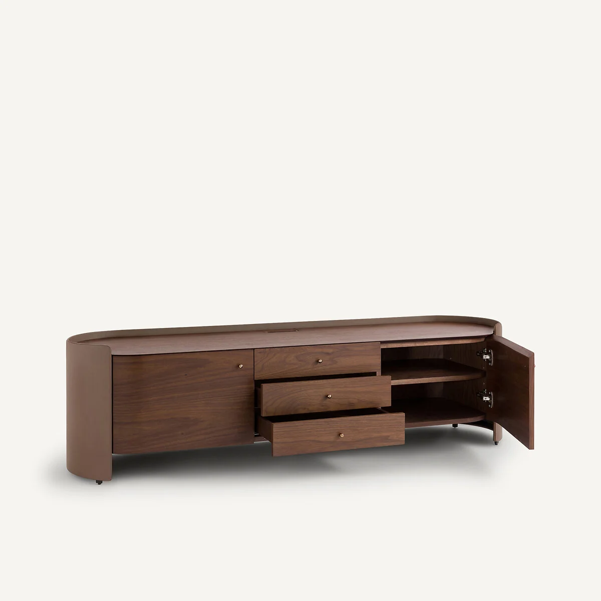 Firmo Hi-Fi TV Stand in Walnut and Leather Veneer – image 5