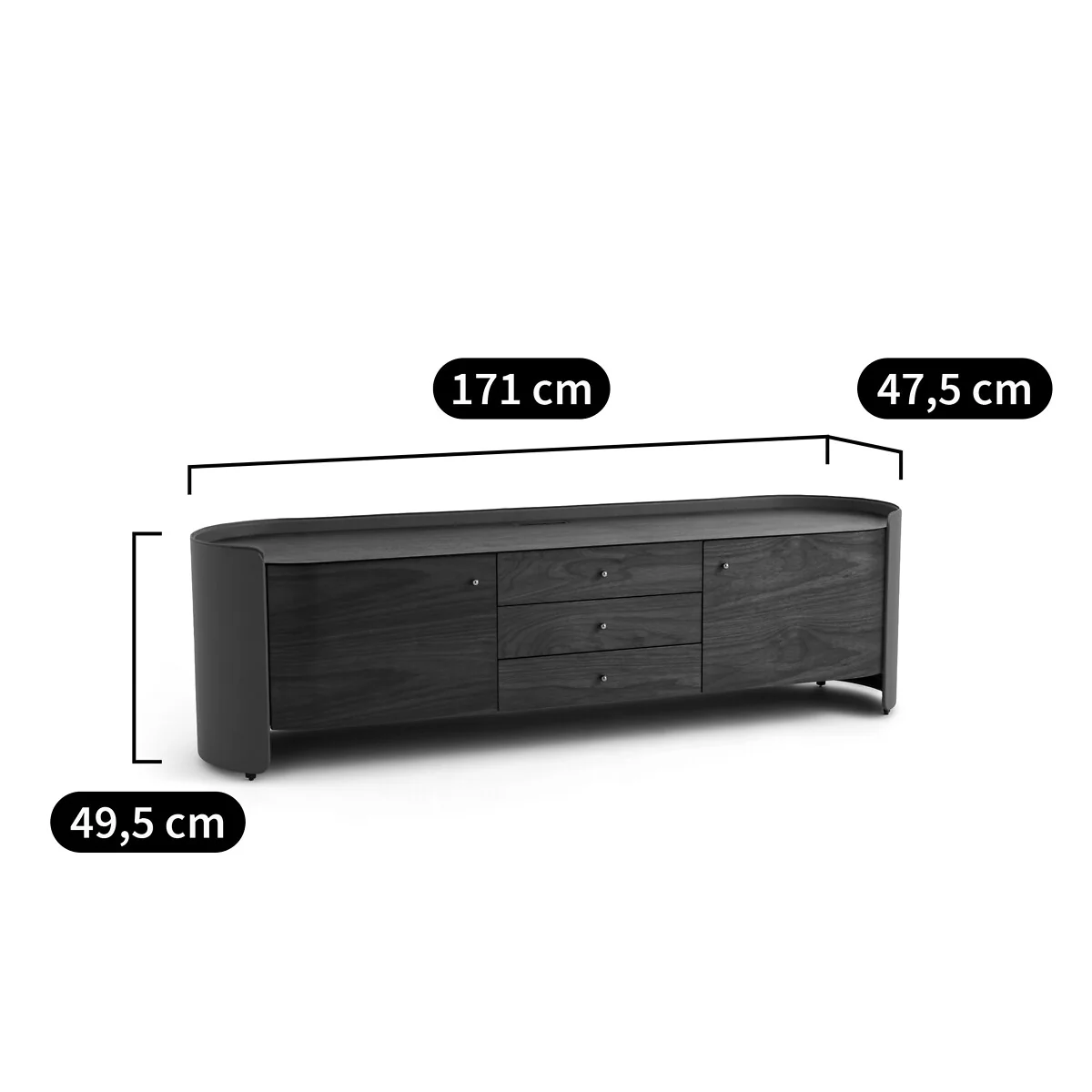 Firmo Hi-Fi TV Stand in Walnut and Leather Veneer – image 10