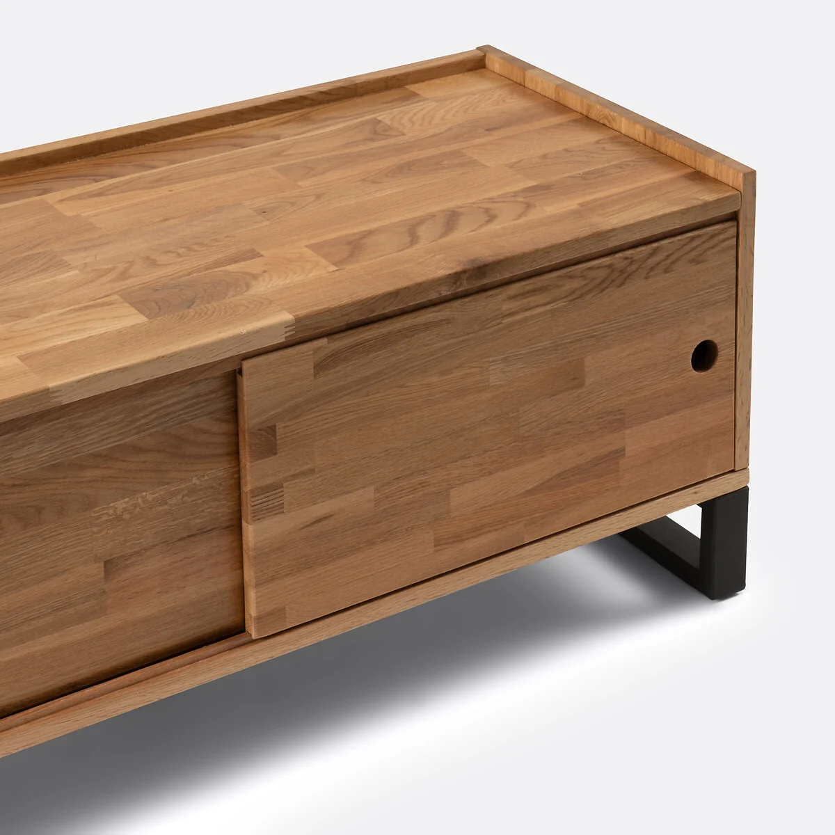 Hiba TV Bench in Solid Oak, Oak Veneer and Steel – image 6