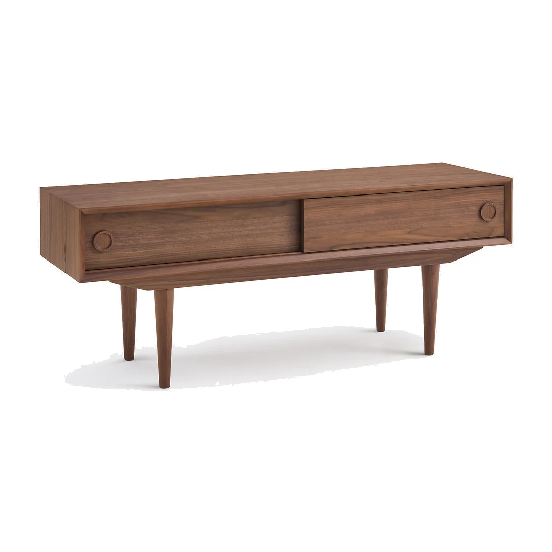 Quilda TV Unit with 2 Sliding Doors in Walnut and Veneer – image 1