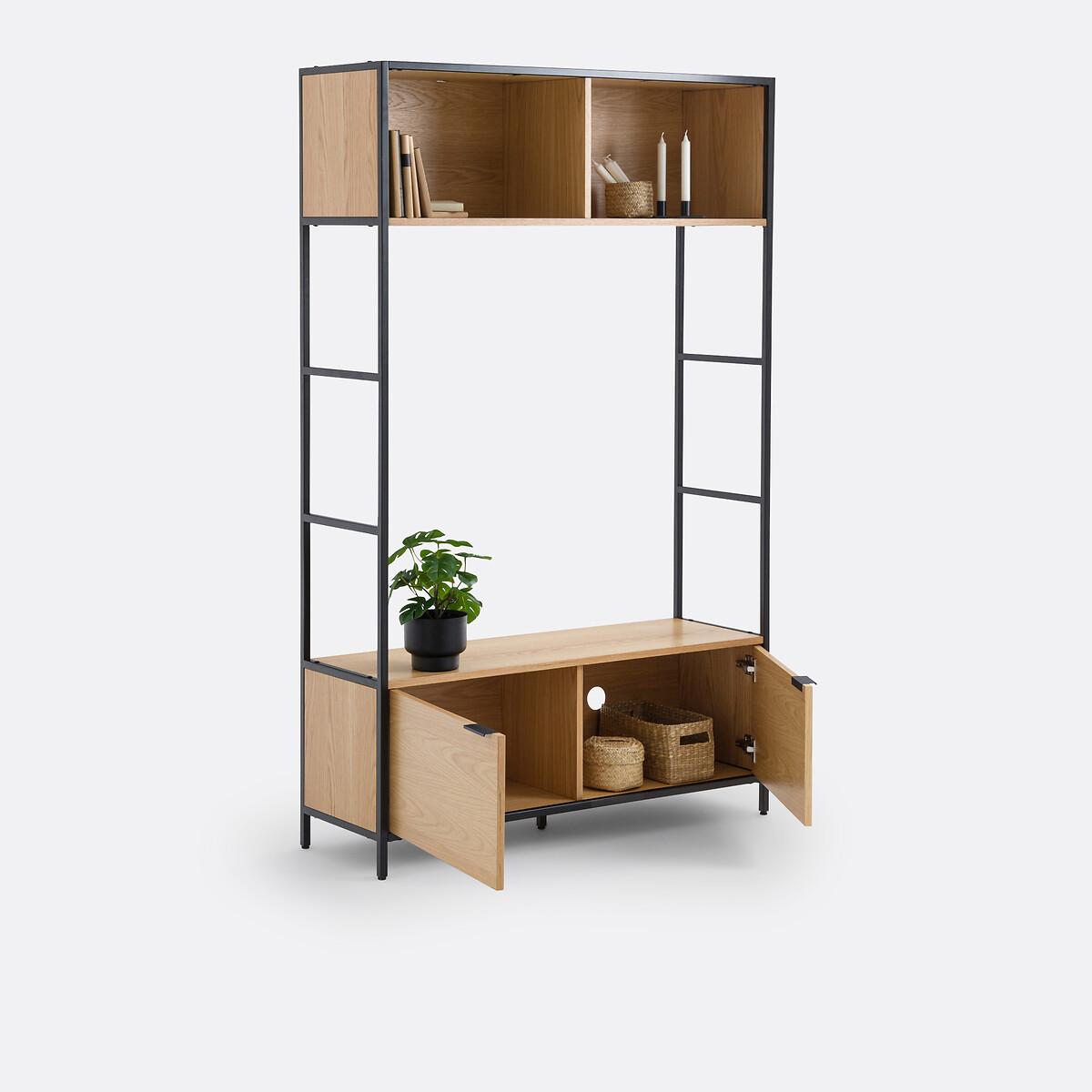 Volga Wood & Metal Modular TV Unit with 2 Compartments & 2 Doors – image 3