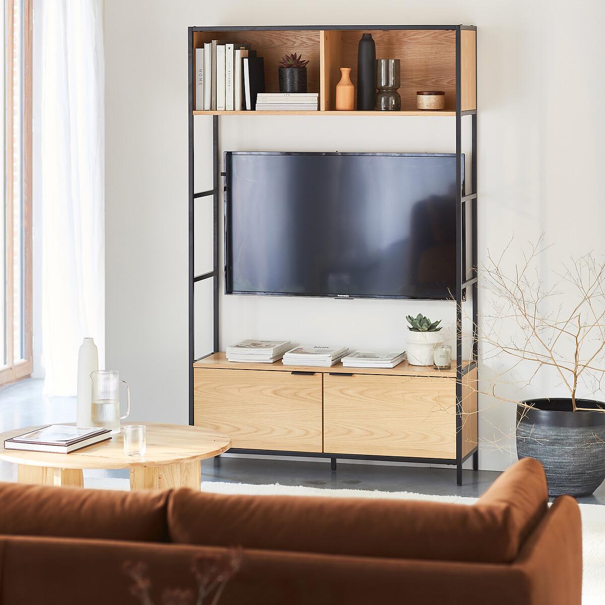Volga Wood & Metal Modular TV Unit with 2 Compartments & 2 Doors – image 8
