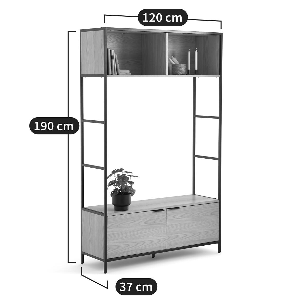 Volga Wood & Metal Modular TV Unit with 2 Compartments & 2 Doors – image 9