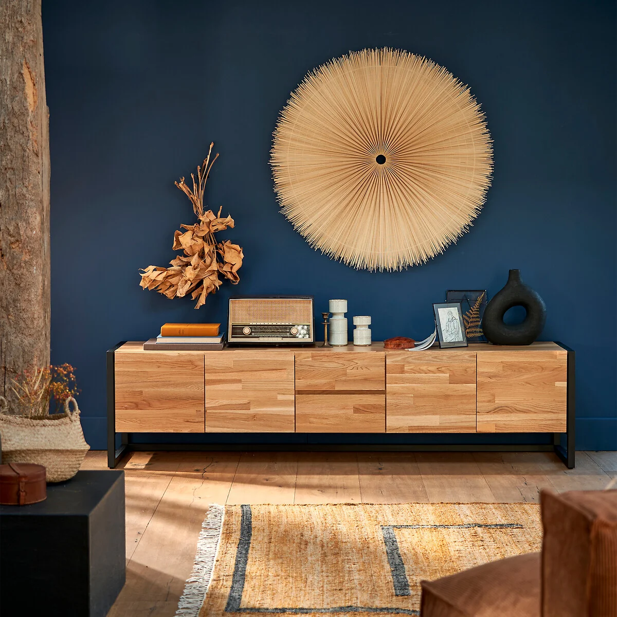 Hiba Oak and Veneered TV Stand L200cm – image 2