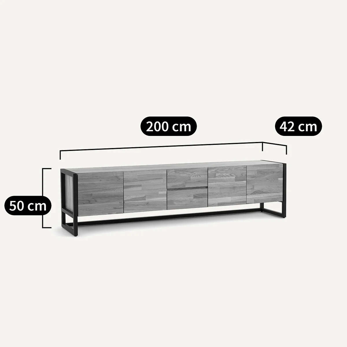 Hiba Oak and Veneered TV Stand L200cm – image 8