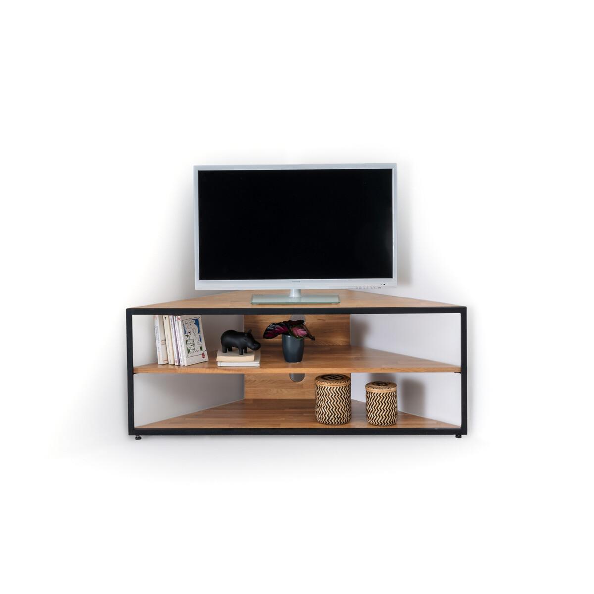 Hiba Corner TV Cabinet in Solid Oak and Steel – image 5
