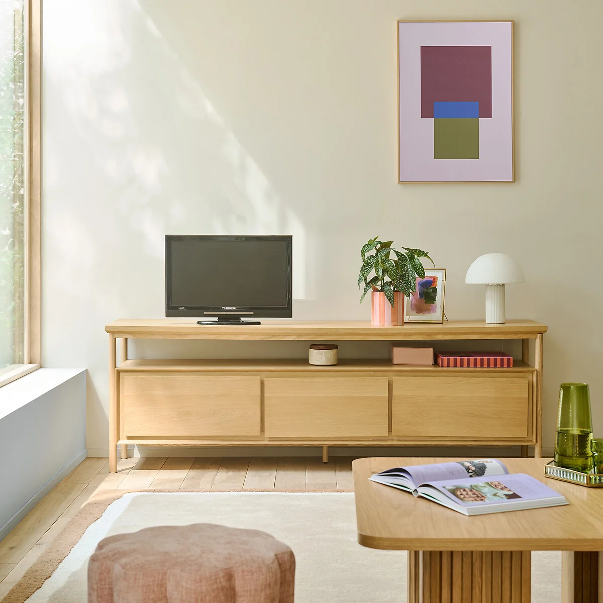Elina Oak Veneer 3-Drawer TV Unit 180cm – image 2